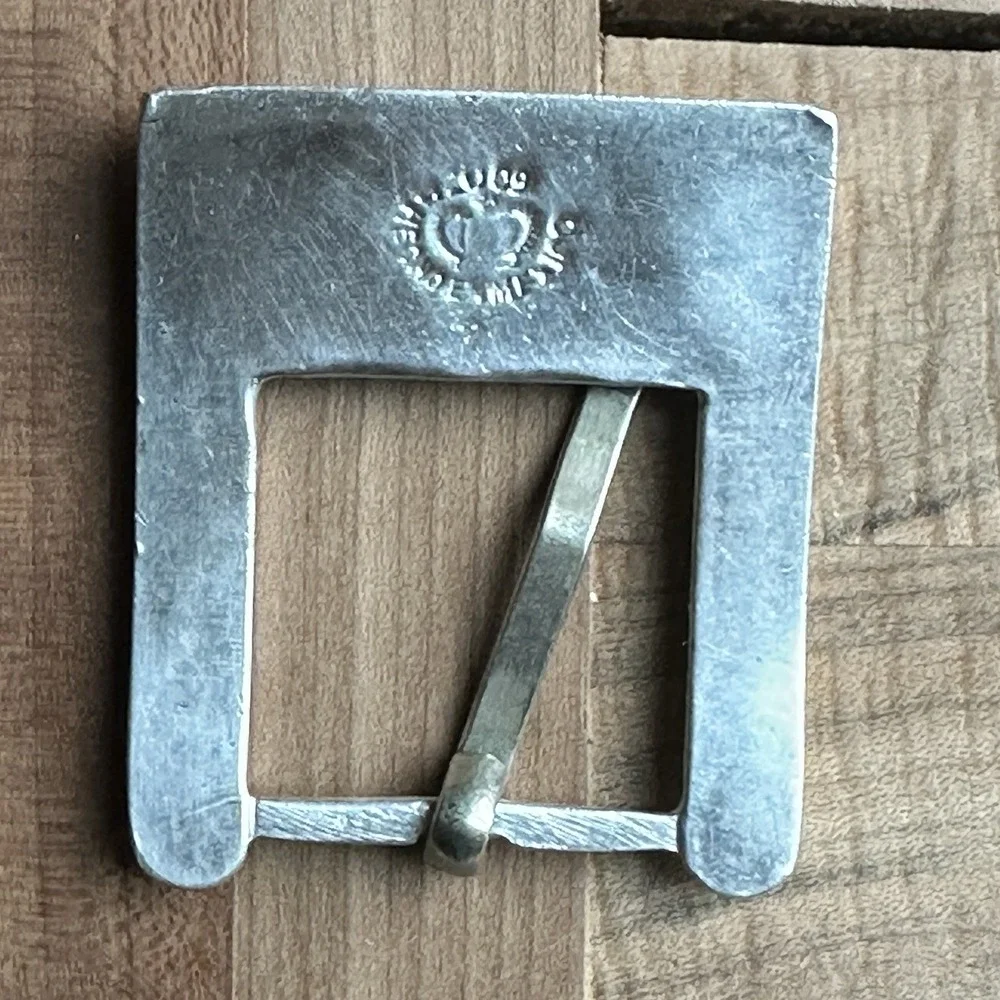 Artisan Mexico Belt Buckle 1.875 Inch Women Tooled Silver Alloy‎ Rose Gold 28.4g
